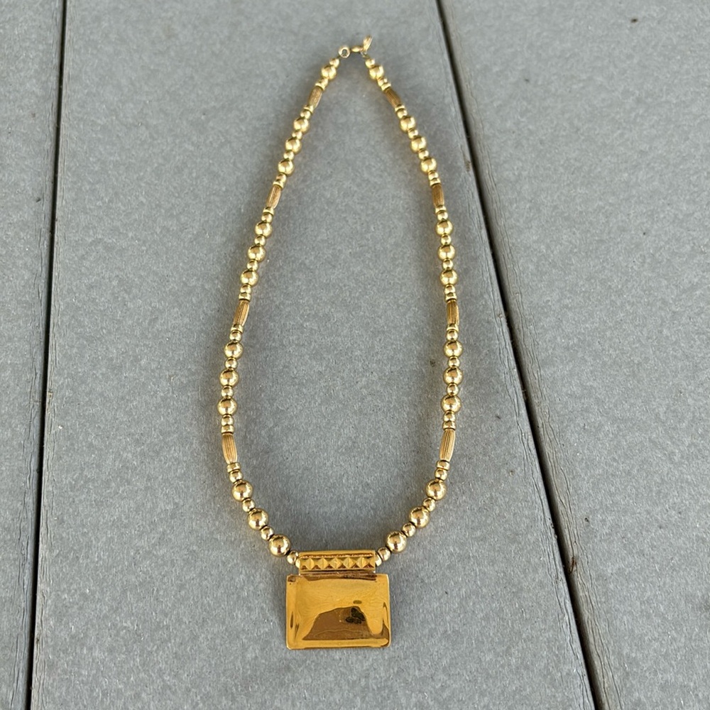 Vintage Carlton Ridge for Sutton Hoo 1998 mirror  24K finish gold necklace.